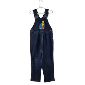 Sesame Street Vintage Childrens Denim Overalls With Felt Patch. 70's/80's Sz 4T